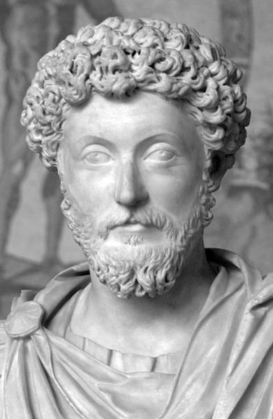 Picture of Marcus Aurelius. Bust of Marcus Aurelius. Room 11 (Saal der römischen Bildnisse), Glyptothek, Munich, Germany.